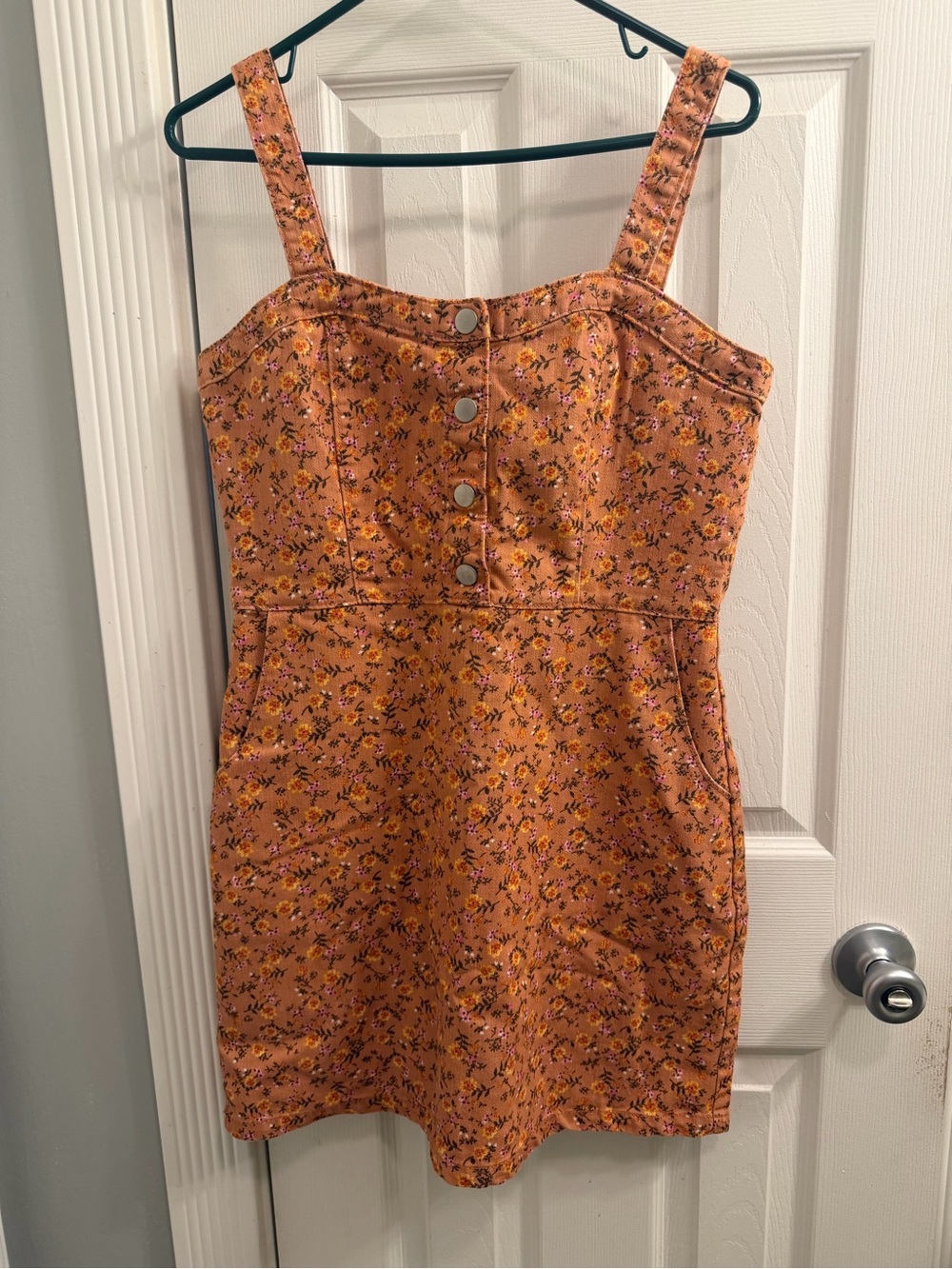 No Boundaries Rust Floral Button-Front Mini Dress